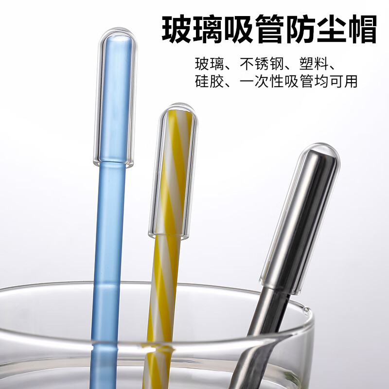 TMJD MISS玻璃吸管防尘塞 玻璃吸管防尘塞懒人吸管帽盖硅胶防口水吸管套配 1个大号+1个特大号玻璃吸管帽 京东折扣/优惠券