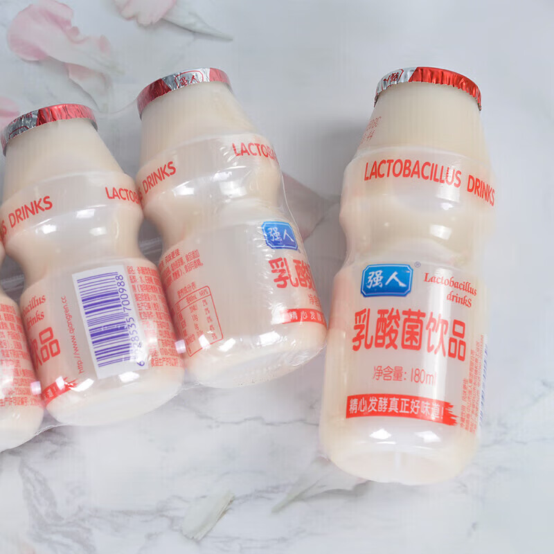 强人乳酸菌 180ml*24瓶 草莓味原味发酵酸奶饮料 原味