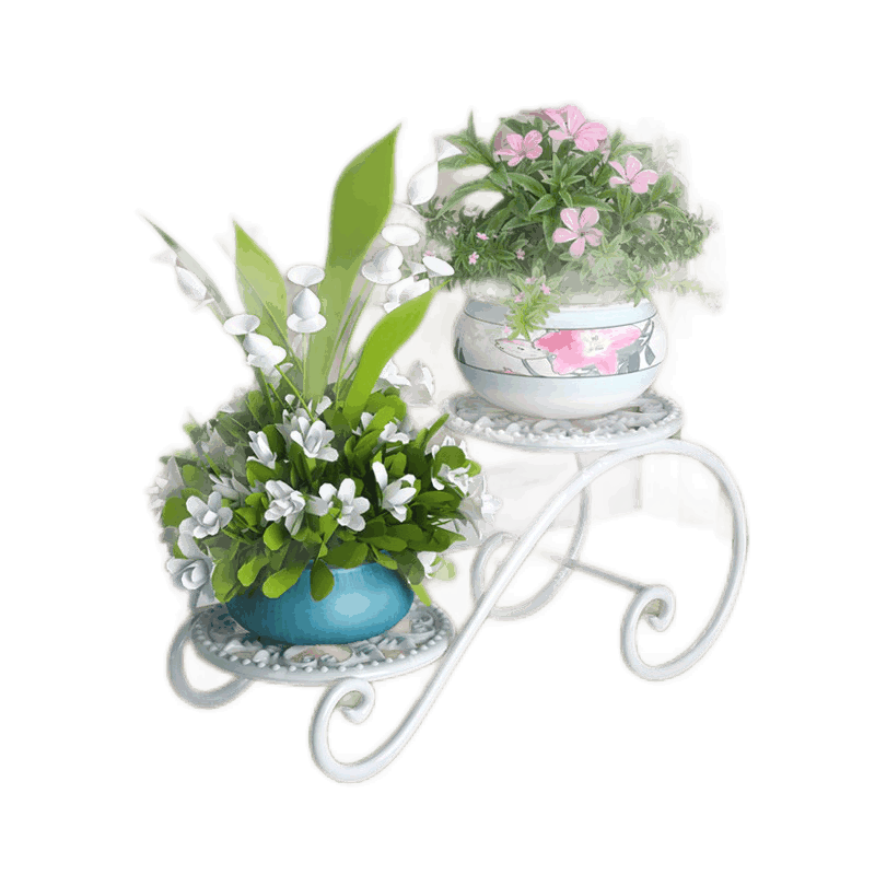 艺雅阁（YIYAGE）铁艺多层花架落地式多功能室内客厅花盆架欧式家用阳台花架 018白色（三盆）1个装