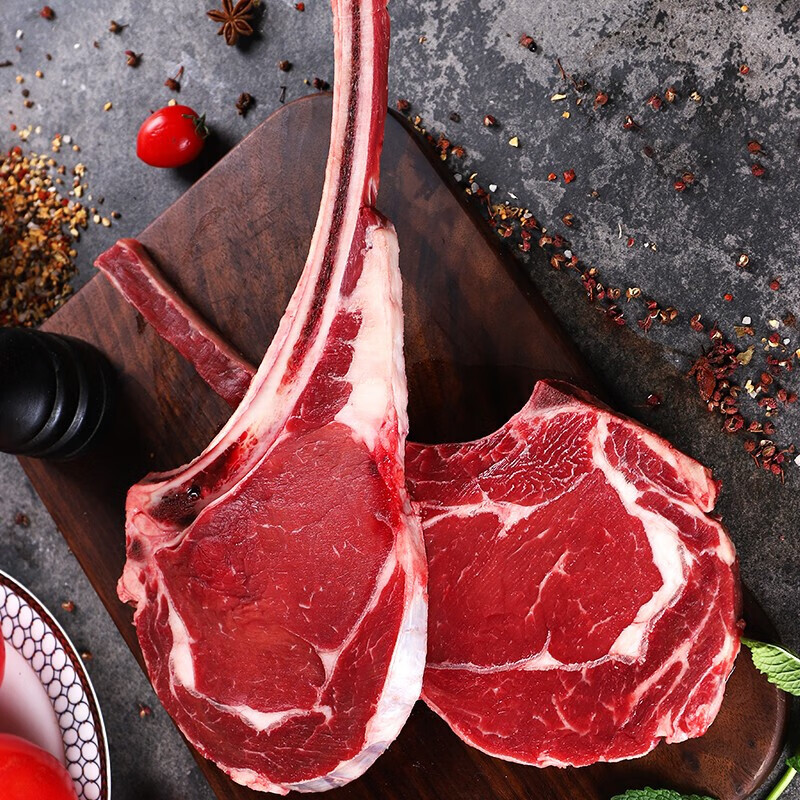 伯贤 新鲜战斧牛排超厚牛排  整块雪花牛肉战斧扒牛排 3片