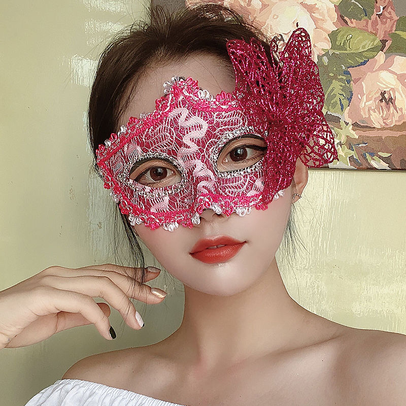 面具儿童化妆舞会半脸公主古风情趣女批发舞台酒吧表演道具 侧蝴蝶玫