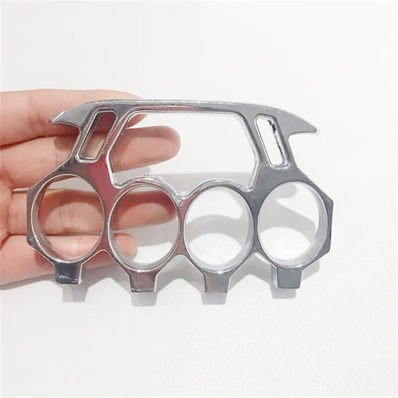 防身防狼拳扣铁拳头铁四指拳刺户外两指扣指虎救生工具 骨节银色