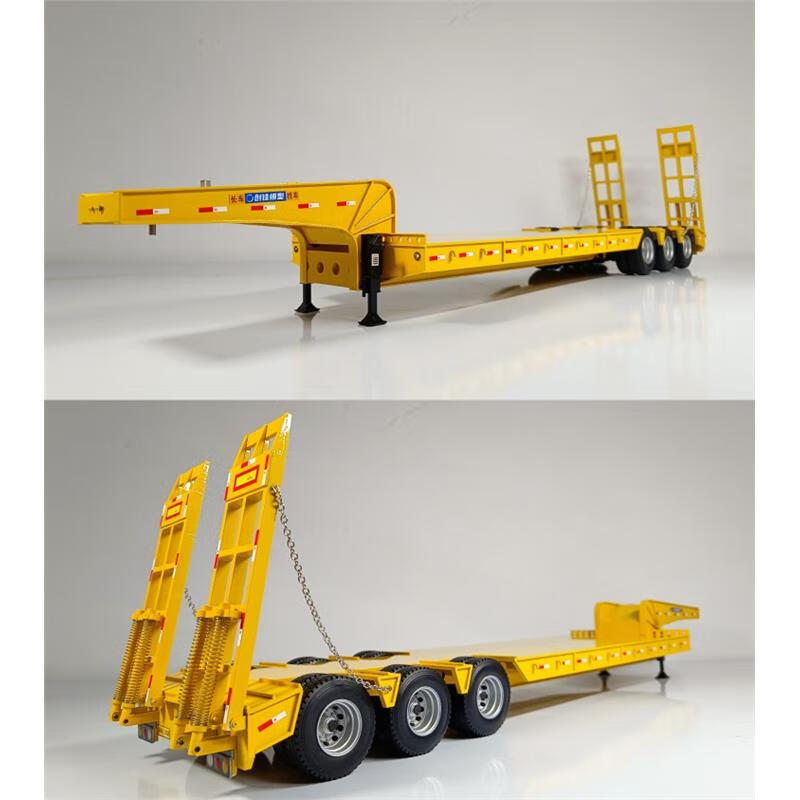 猎瑞1:24半挂车解放jh6勾机工程板十五米原厂轮胎外露式大件货车模型