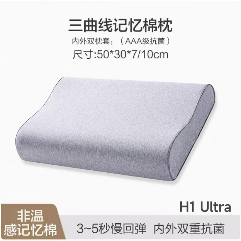 8H记忆棉枕头一对家用枕芯护颈椎助睡眠男枕头无压枕零压慢回弹 H1 ultra 7-10cm