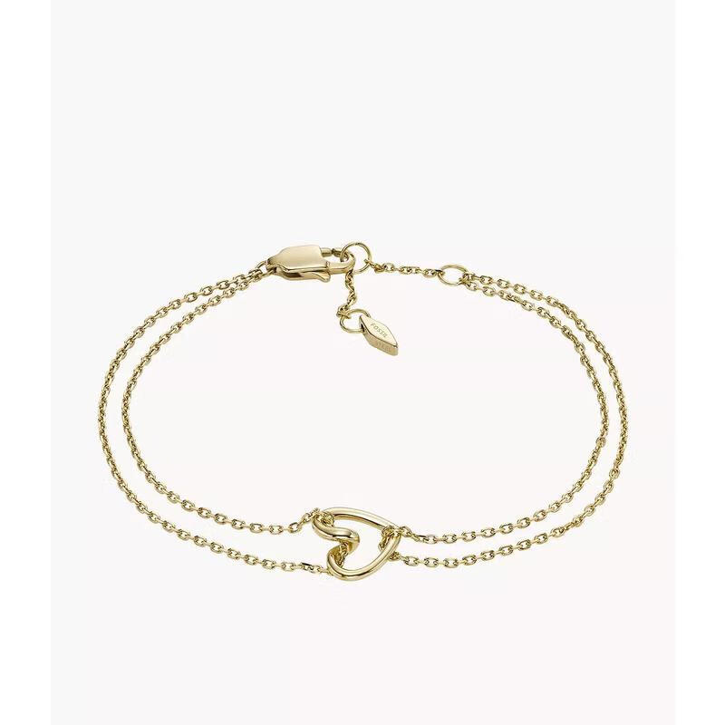 化石(fossil)24年新款流行女士金色手链 gold-tone时尚简约百搭心形