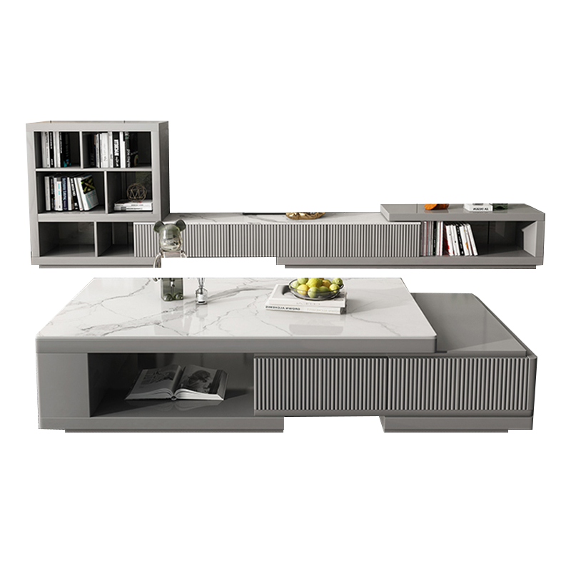 【新品】皇家公馆 茶几岩板石茶几桌客厅极简轻奢简约现代茶台小户型伸缩茶几电视柜组合家用 升级款茶几【可伸缩】 整装