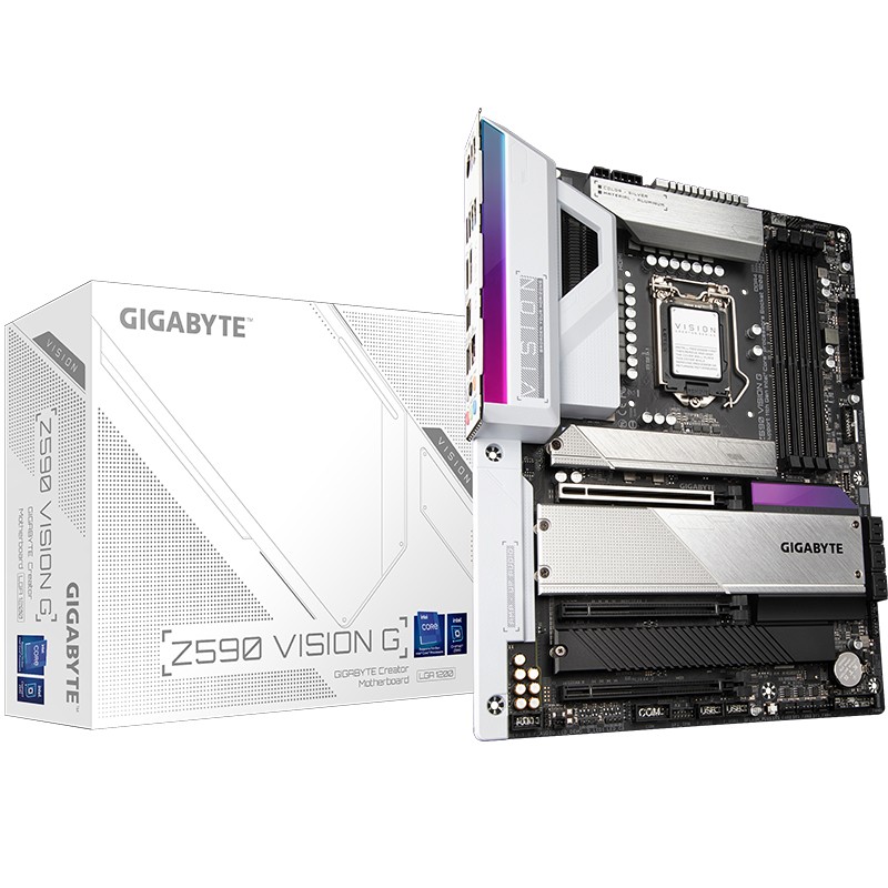 技嘉 雪鹰 Z590 VISION G 主板 支持CPU 11900K/11700K/11700KF/显卡3070/3080(Intel Z590/LGA 1200)