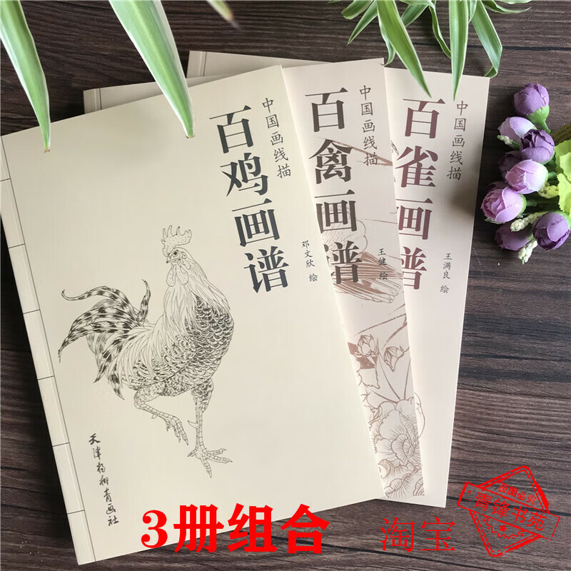 中国画线描百鸡画谱 百禽 百雀 线描白描国画工笔画花鸟翎毛画谱