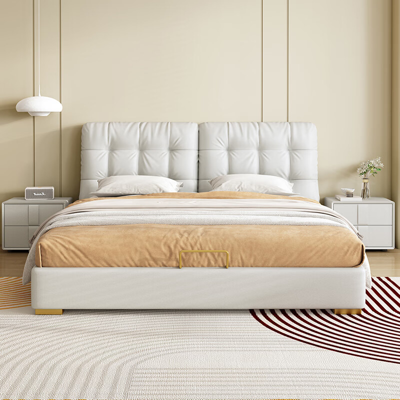 江南宜家(jiangnanhome)宜家奶油风云朵皮床简约现代1.