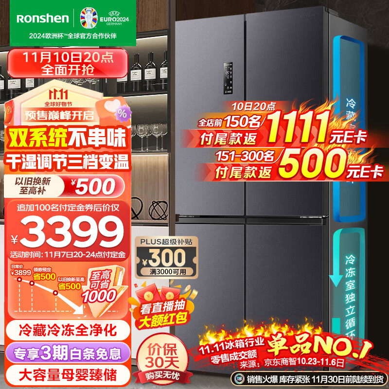 容声（Ronshen）【501升级款】离子净味Pro版 513升四开门十字对开冰箱家用变频一级能效BCD-513WD12FPA双循环怎么看?