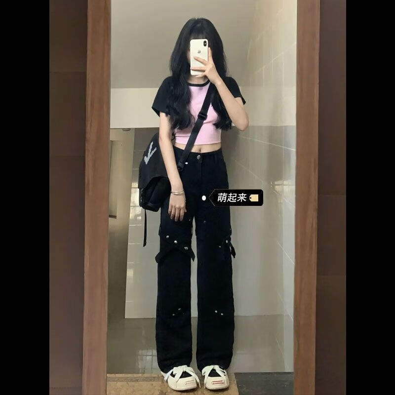 粉色短1款上衣 黑色裤子【两件套 s