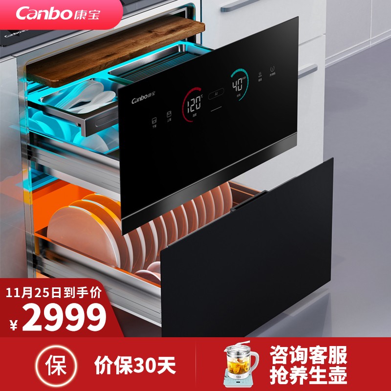 康宝 Canbo XDZ110-EN732 消毒柜家用嵌入式  婴儿奶瓶碗筷紫外线 智能消毒碗柜 AI消毒管家
