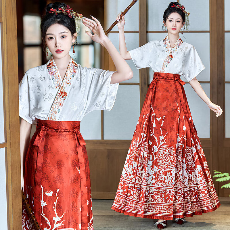 爱麦依马面裙全套2024夏款短袖新中式连衣裙提花刺绣敬酒服订婚战袍