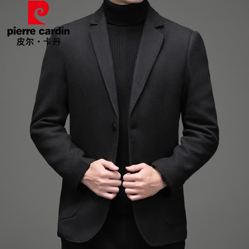 皮尔卡丹男士羊毛呢西装外套免烫中年2023秋冬季高端商务休闲单西潮男装 黑色 3XL高性价比高么？