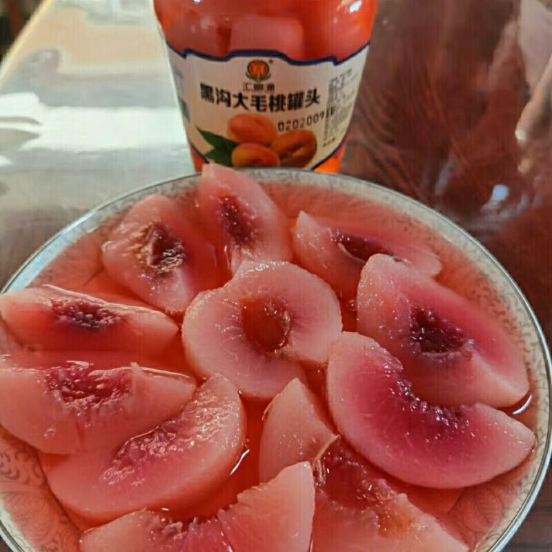 康创优品丹东特产黑沟大毛桃罐头新鲜毛桃冰糖水果罐头甜点 6瓶汇顺源