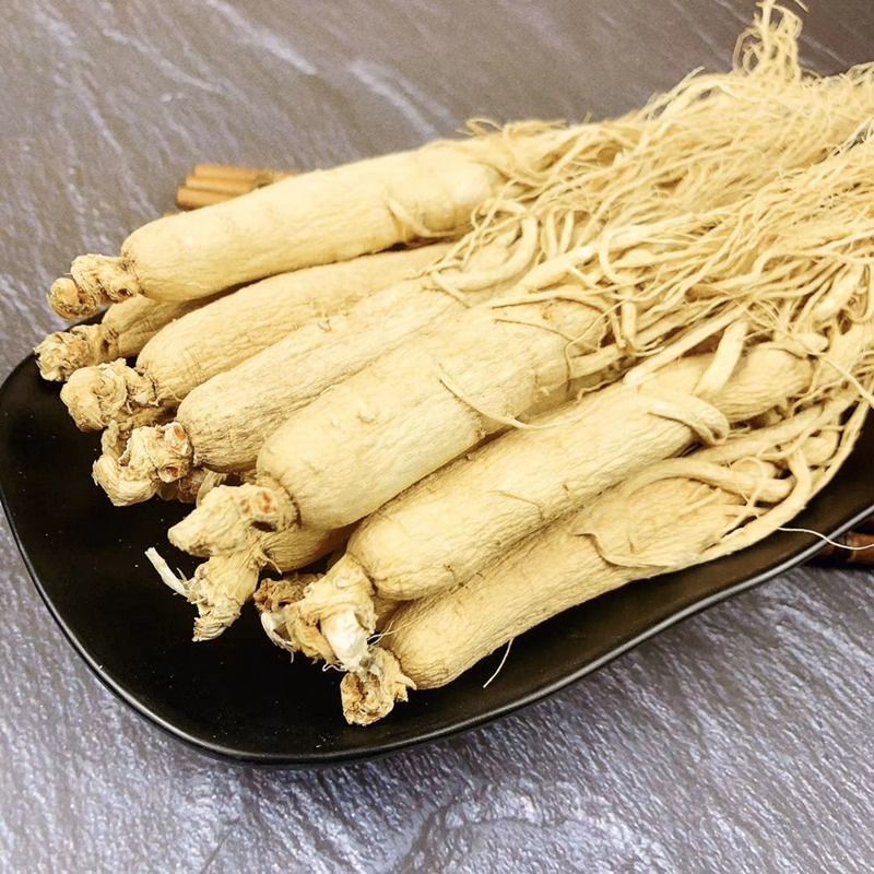 人参生晒参长白山 干人参切片打粉特大8年整支无硫熏干参泡酒白参 八