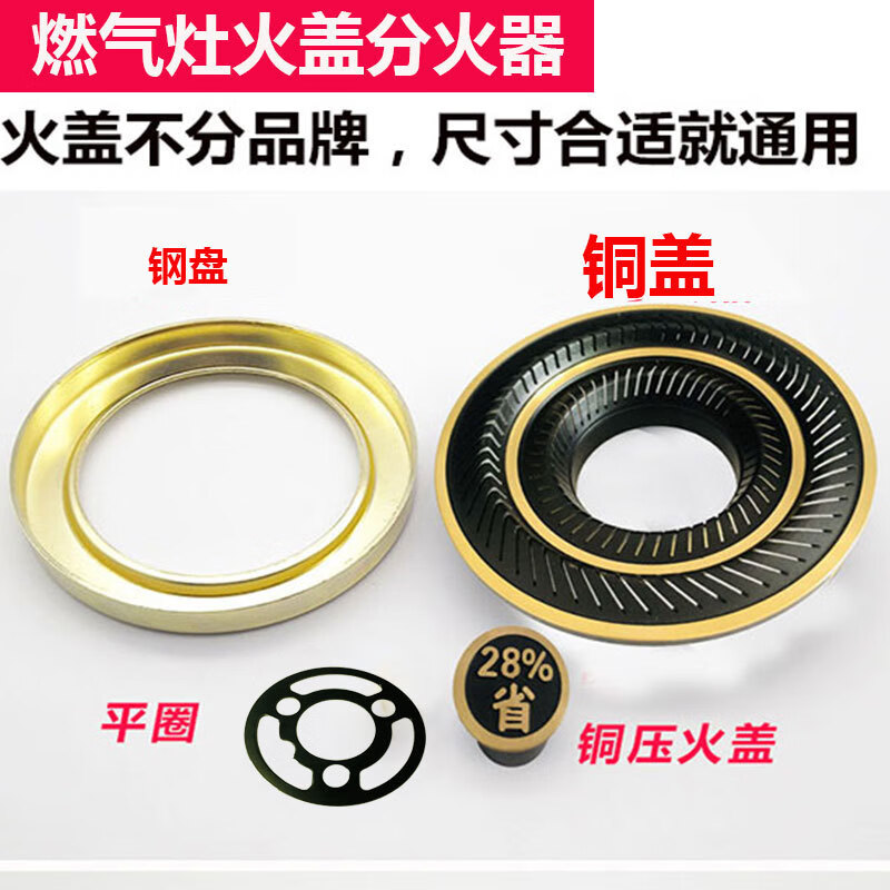 呈普西灶具配件燃?xì)庠罨鹕w分火器銅蓋鋼火蓋爐具配件煤氣灶爐頭火芯 A款銅分火器套裝