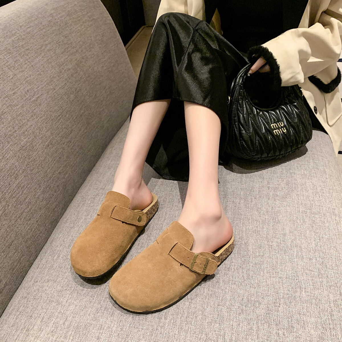 星期六【复古勃肯鞋】厚底增高保暖2024秋冬新款百搭舒适防滑勃肯棉拖 棕色/红棕色 36