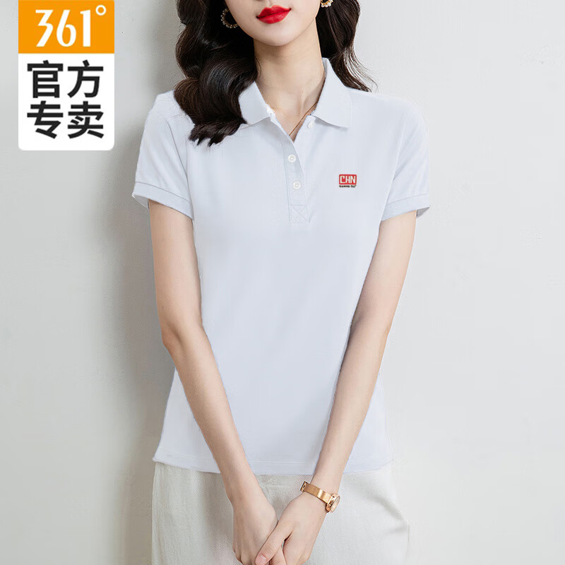 361度翻领短袖女polo衫2024夏季新款冰丝速干透气休闲上衣运动t恤女