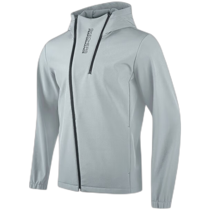 斯凯奇（Skechers）秋冬款男子防泼水连帽外套加厚保暖休闲运动户外登山服夹克风衣男 P423M151-03KR寒灰色 L