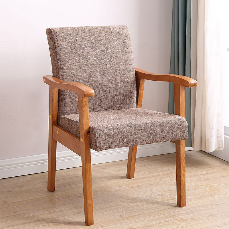 陈飞家具全实木靠背椅带扶手家用阳台扶手椅单人椅麻将椅子舒适老人椅