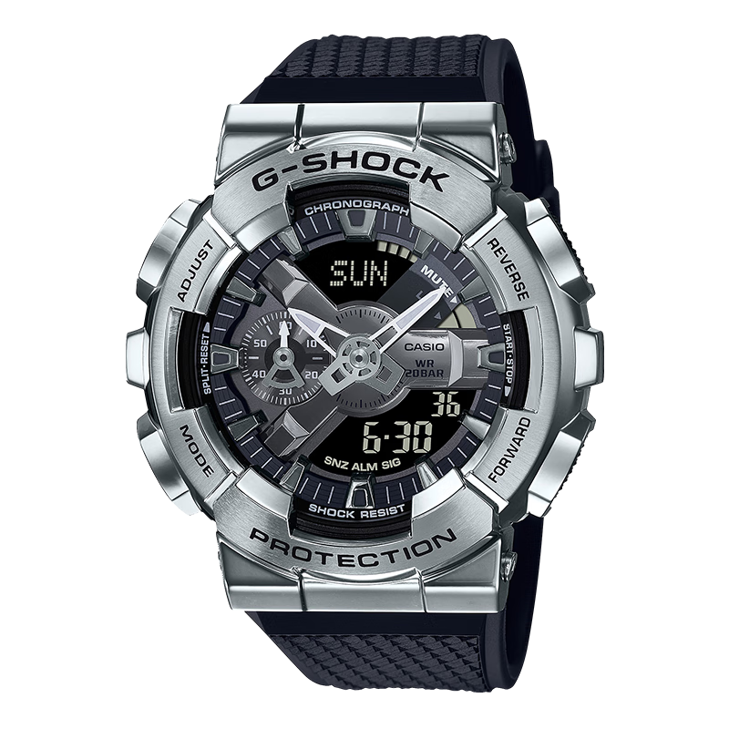 卡西歐CASIO小鋼炮運(yùn)動手表 G-SHOCK金屬蒸汽朋克防震防磁防水男士腕表 GM-110-1A