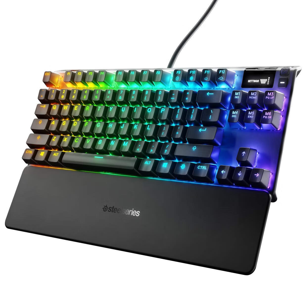 賽睿（SteelSeries） 87鍵RGB機(jī)械電競鍵盤 茶軸 OLED顯示屏 磁吸護(hù)腕