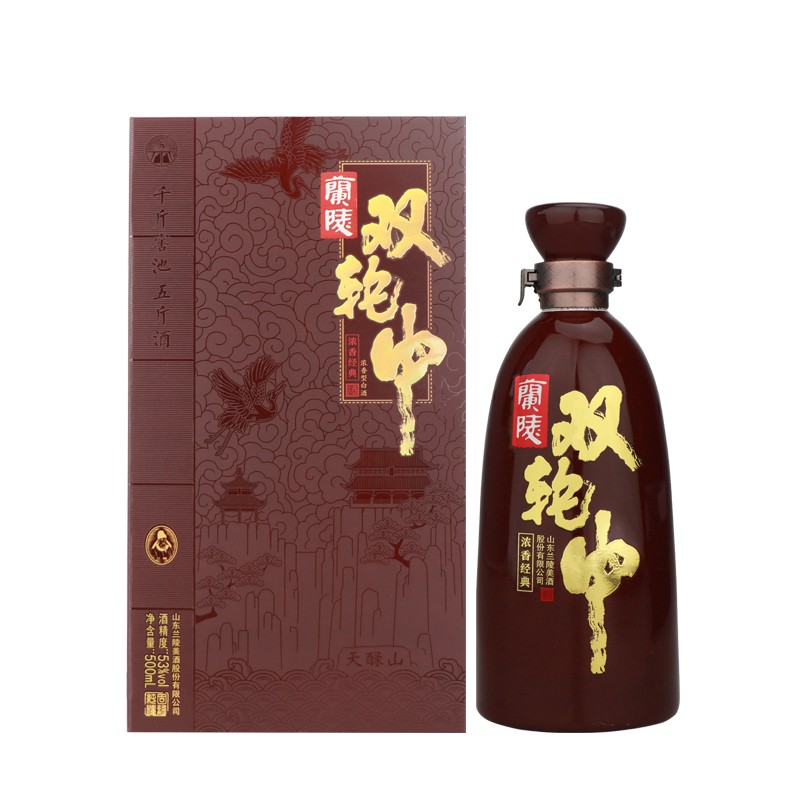 兰陵【酒厂发货】兰陵53度浓香型双轮中白酒500ml高度纯粮山东名酒