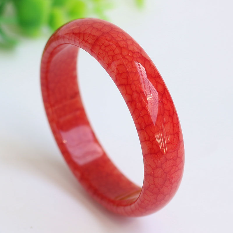 京佳天然鸡血石 岫玉手镯 鸡血玉镯 旺夫本命年大红镯 送礼妈妈带证