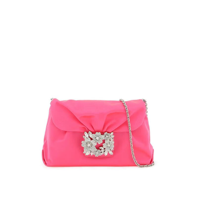 rogervivier女通勤包rv bouquet drapé  时尚花朵钻扣链条手提斜挎包