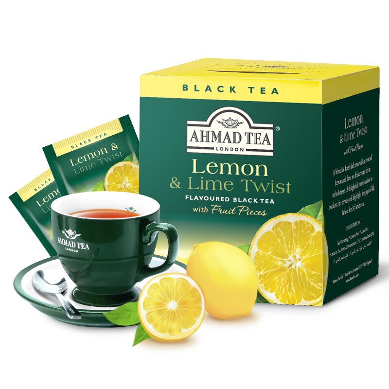 英国亚曼AHMAD TEA 柠檬红茶 香柠味红茶便携袋泡原装进口2g*10包 柠檬红茶2g*10袋
