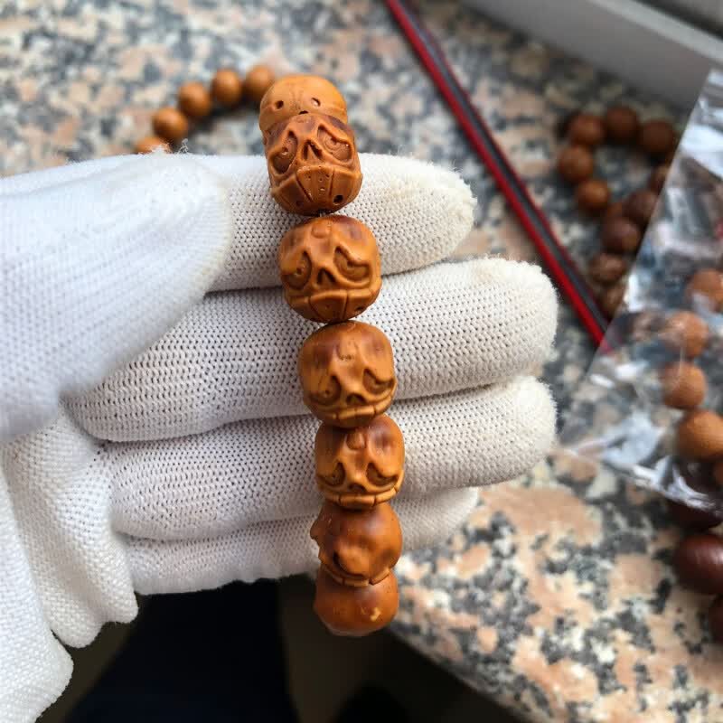 生肖佛珠本命年玉化男女手工文玩 招财鼠精雕荷叶阿呆13mm