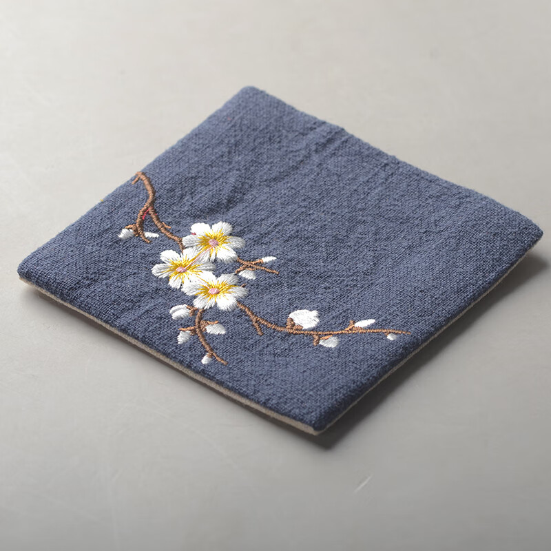 hywlkj复古中国风布艺刺绣 梅花 茶杯垫 棉麻茶托 品茗杯隔热垫 茶具