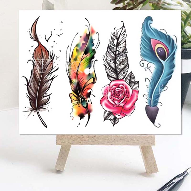 微侬魔力  羽毛遮剖腹产疤痕纹身贴仿真防水性感私处彩绘贴纸真