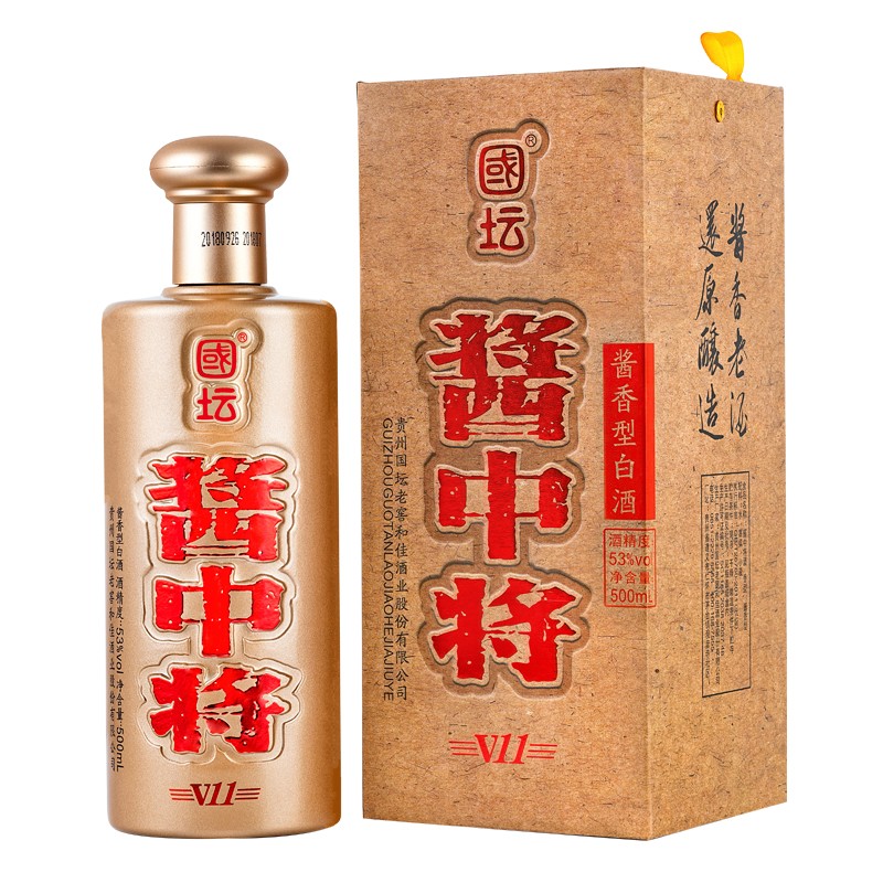 贵州茅台镇 国坛老窖 酱香型白酒 酱中将v11金色53度500ml单瓶装茅台