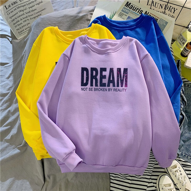 潮秋季宽松显瘦卫衣时尚百搭宽松显瘦上衣服ins潮 sx-5279【紫色】 l