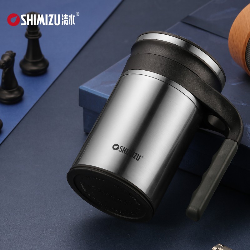 清水(shimizu) 保温杯男女不锈钢大容量便携杯子带手柄商务办公泡茶
