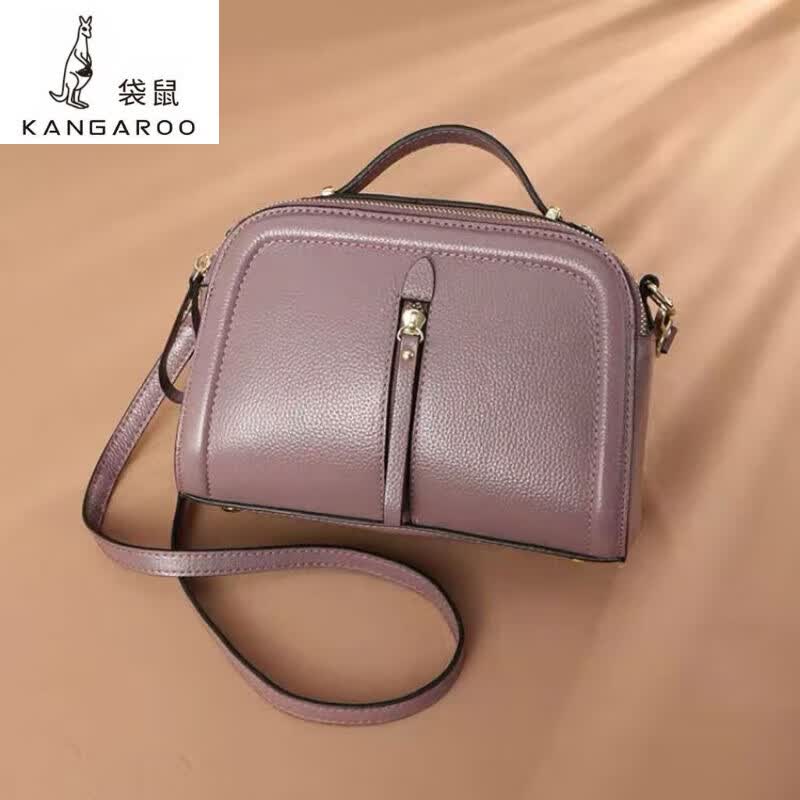 袋鼠(kangaroo)2024新款秋软皮真皮小包女包百搭单肩精致mini包包绿色