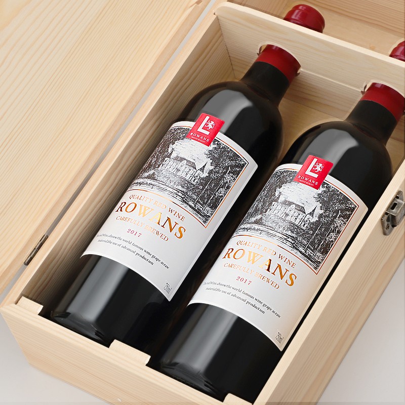 【木盒装】法国原酒进口红酒旧世界干红葡萄酒稀有14度赤霞珠高档酒 双支木盒
