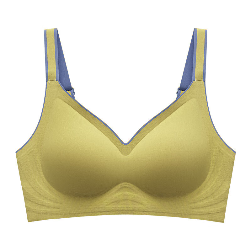 女无钢圈收副乳大码性感文胸聚拢小胸罩上托调整型 黄色 s=32/70abc