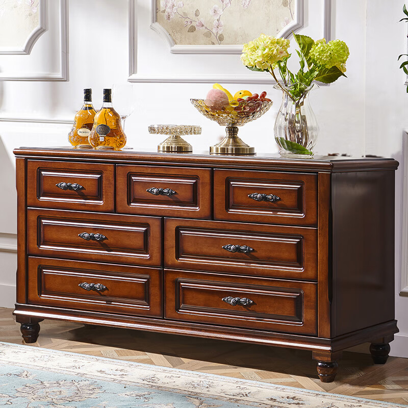 梵米嘉 实木斗柜美式七斗柜九斗柜斗橱收纳柜储物柜抽屉柜客厅柜子 七