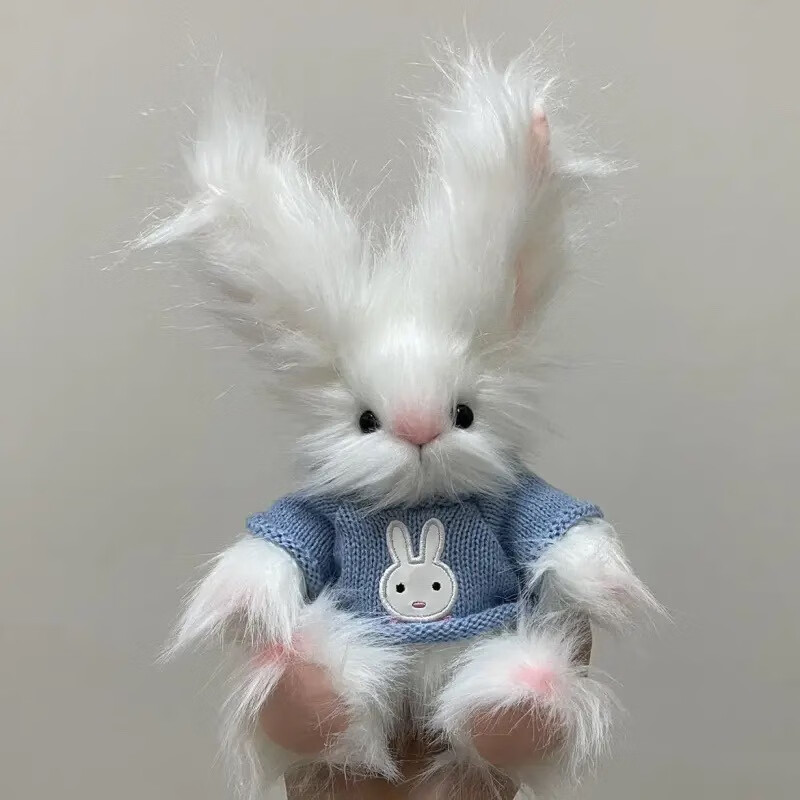莫肖尔红书版炸毛兔关节玩偶女生闺蜜节日礼物四肢可动手缝玩偶 蓝色
