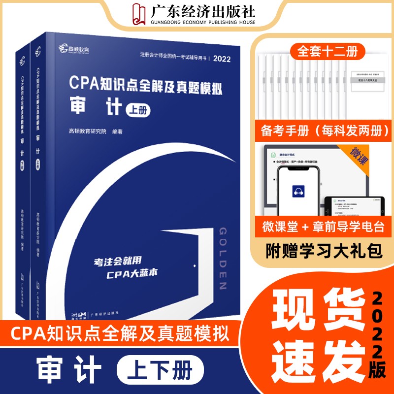 2022年注册会计会计师考试书籍教材配套十年历年真题详解 cpa注会2022会计经济法税法财务成本管理审计战略题库资料练习题 2022新版·CPA【审计】大蓝本