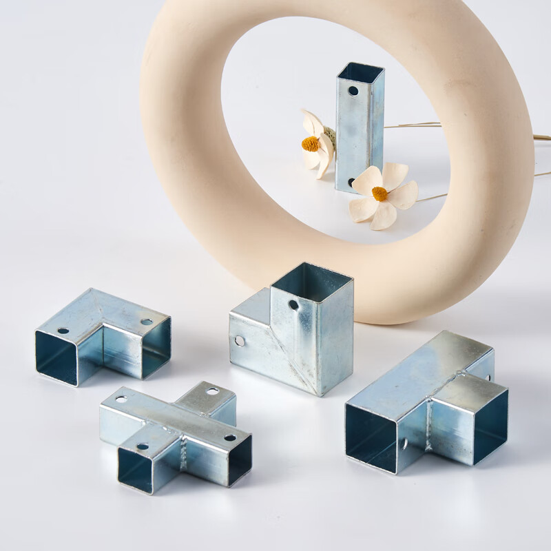 镀锌铁管三通连接件 楼梯方管接头平面免焊接配件转角t形直通两通 可