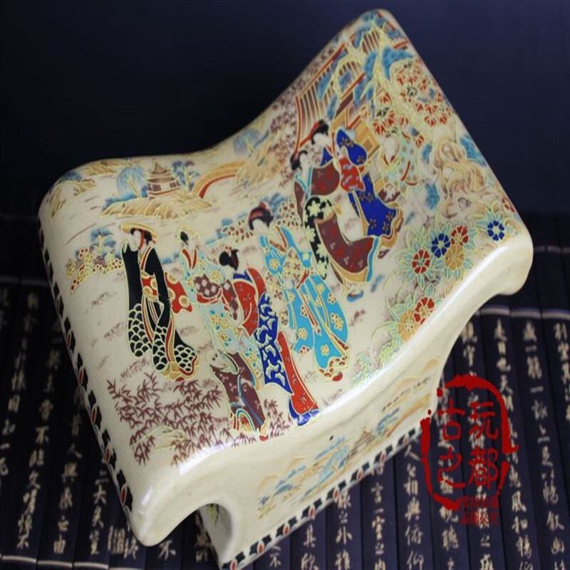 子木雅居青花陶瓷枕头 瓷器收藏精品仿古青花瓷景德镇陶瓷枕头摆件装