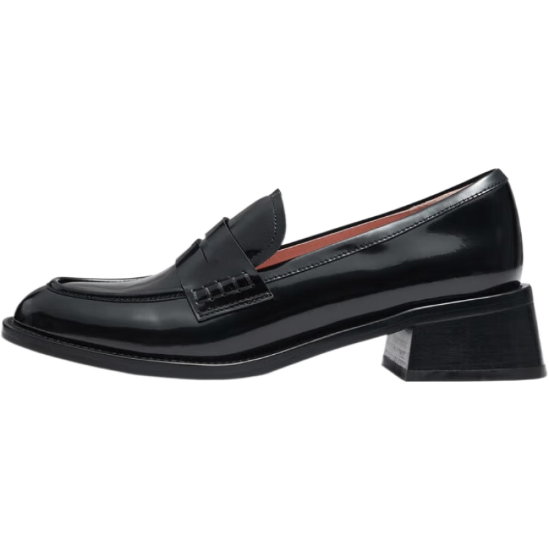 萊爾斯丹[博主推薦]2025新款英倫復(fù)古樂福鞋粗跟學(xué)院小皮鞋41901 黑色 BKB 39