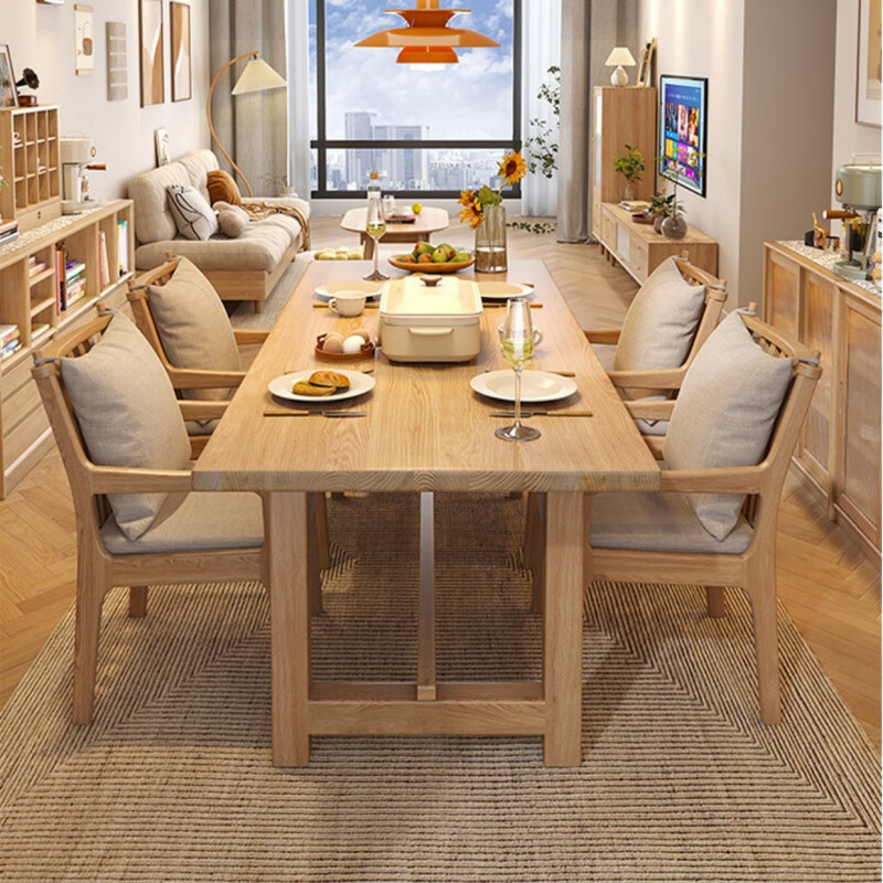 餐桌橡木饭桌客厅长桌写字桌日式原木吃饭桌简约工 120*60*75(花旗松)