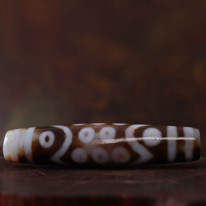 西藏老天珠吊坠 天然至纯老矿藏传老天珠项链 西藏收藏真品 图片色