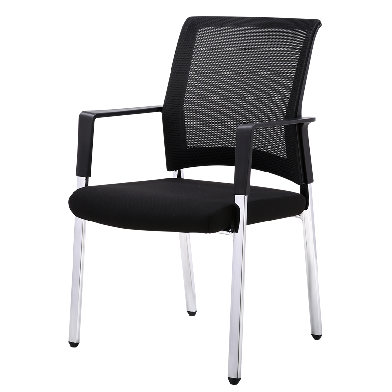 黎明 电脑椅子四脚办公椅会议椅培训学习椅网布透气座椅黑色