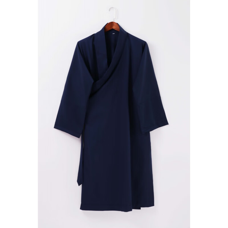 道袍男长袍道士服装道教法衣道家用品道服斜襟对襟套装巾 藏青色长袍